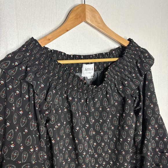 Misa Los Angeles Saskiya off the shoulder ruffle sleeve blouse black size small - Picture 3 of 11